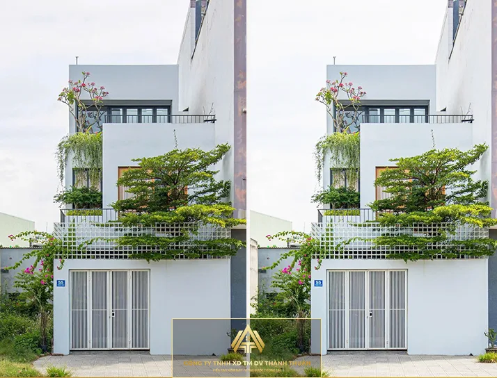 Công trình nhà phố 2 tầng 1 tum phong cách hiện đại